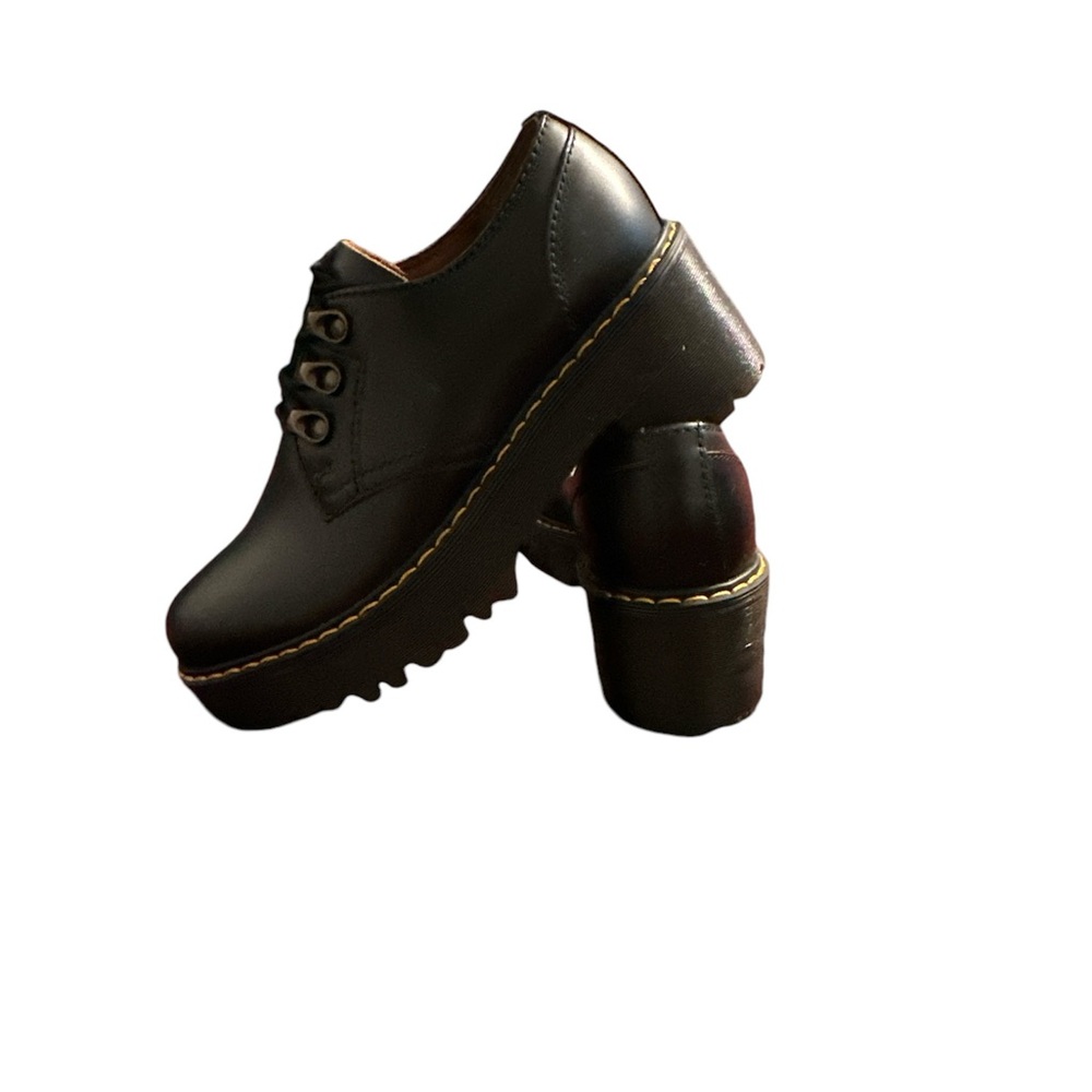 Dr. Martens Leona Lo Black Platform Heeled Oxford